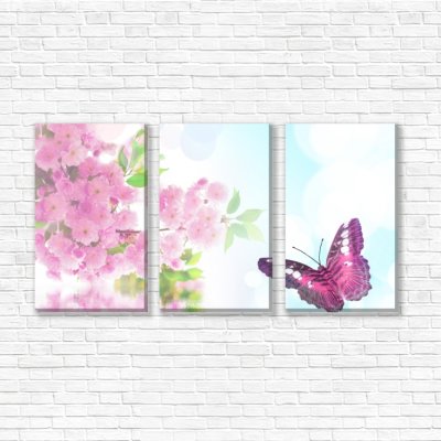 модульные картины Сакура и бабочка