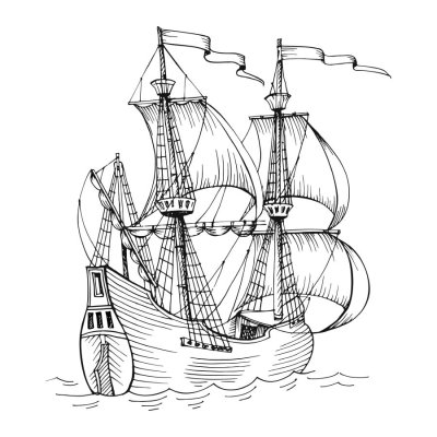 постеры Рисунок корабля