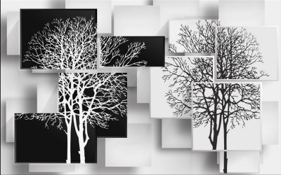 фотообои Черно-белые деревья