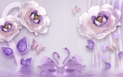 фотообои Озеро лиловых маков