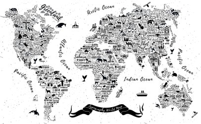 фотообои Нарисованная карта мира