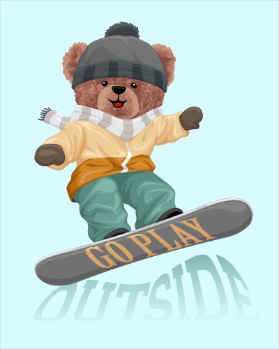 постеры Мишка сноубордист