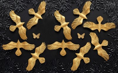 фотообои Золотистые птицы 3Д