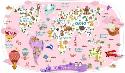 фотообои Карта мира в розовой гамме