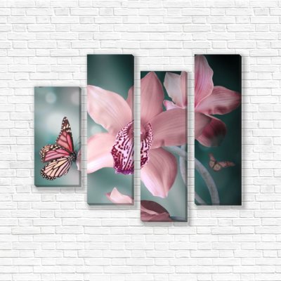 модульные картины Орхидеи и бабочки
